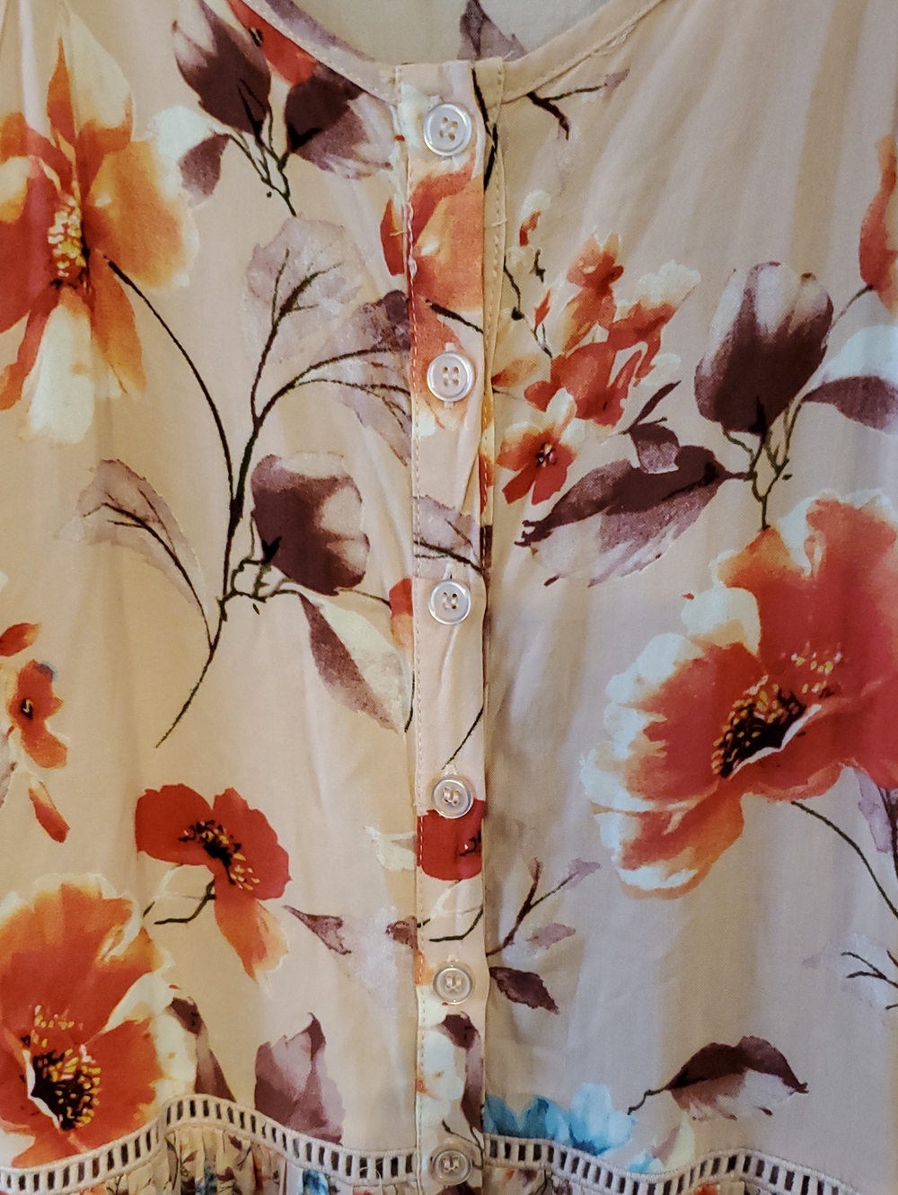 Band Of Gypsies Maxi Tiered Dress in Peach Floral Print Size L - Picture 4 of 9